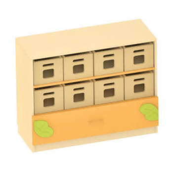 Skříňka s dřevěnými boxy